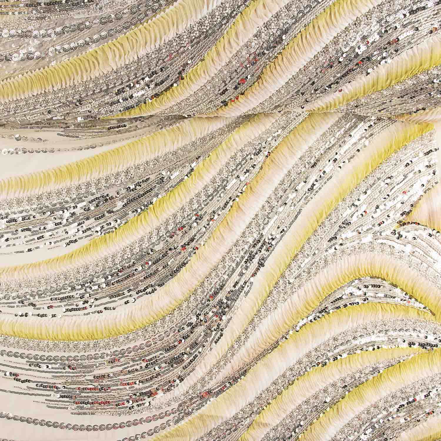 White Tulle Rhinestones with Yellow Gradient Pleats - Ribes y Casals