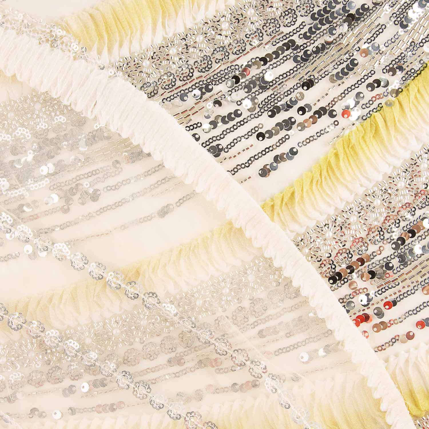 White Tulle Rhinestones with Yellow Gradient Pleats - Ribes y Casals