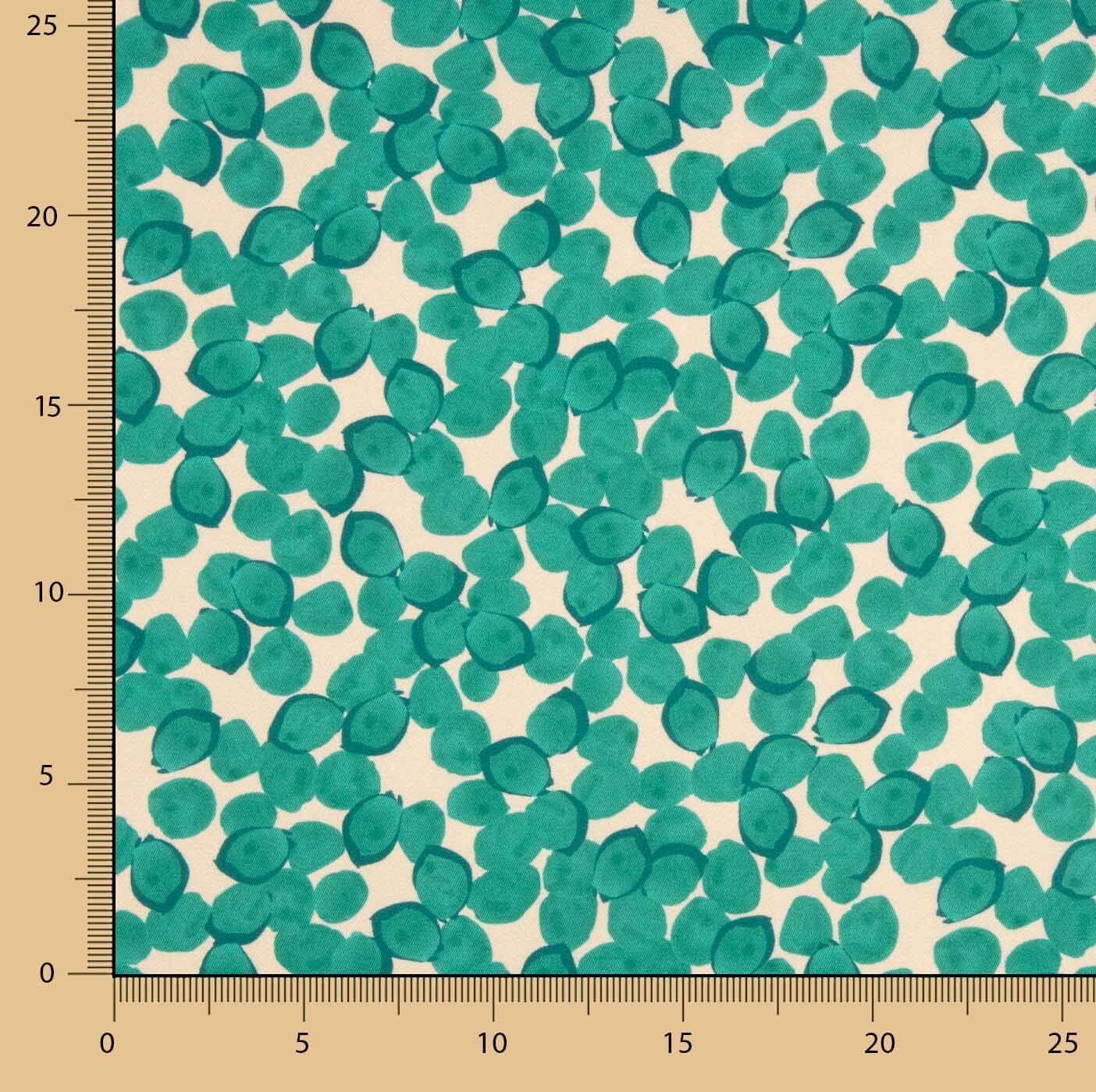 Emerald Leaf Print Polyester Satin - Ribes y Casals
