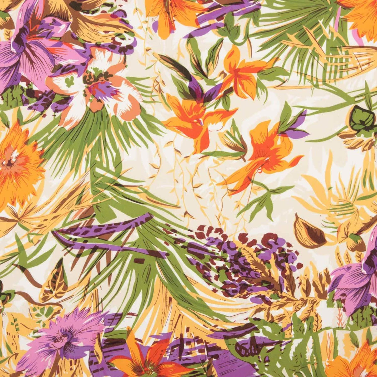 Orange y Lilac Tropical Lightweight Crêpe - Ribes y Casals