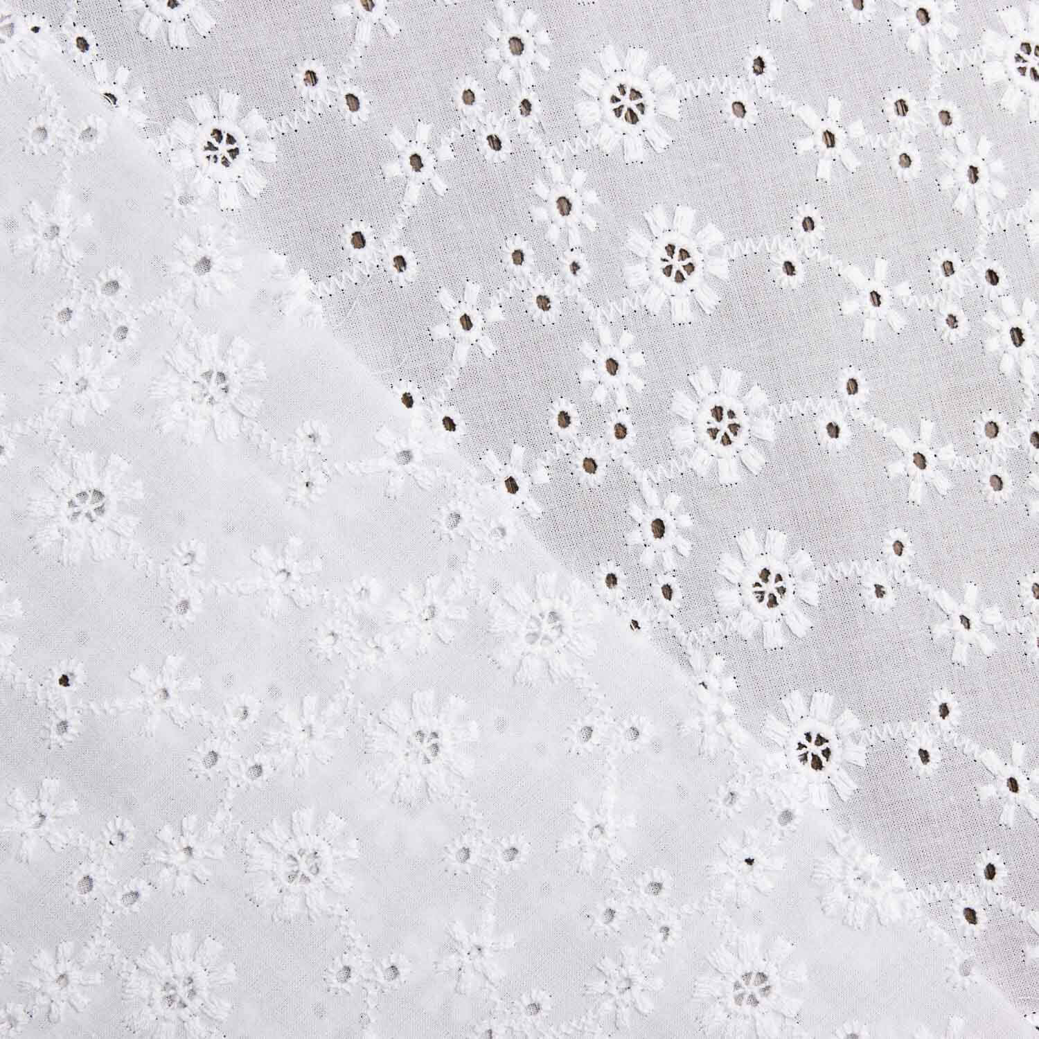 Swiss Embroidery Flower Field Natural White - Ribes y Casals