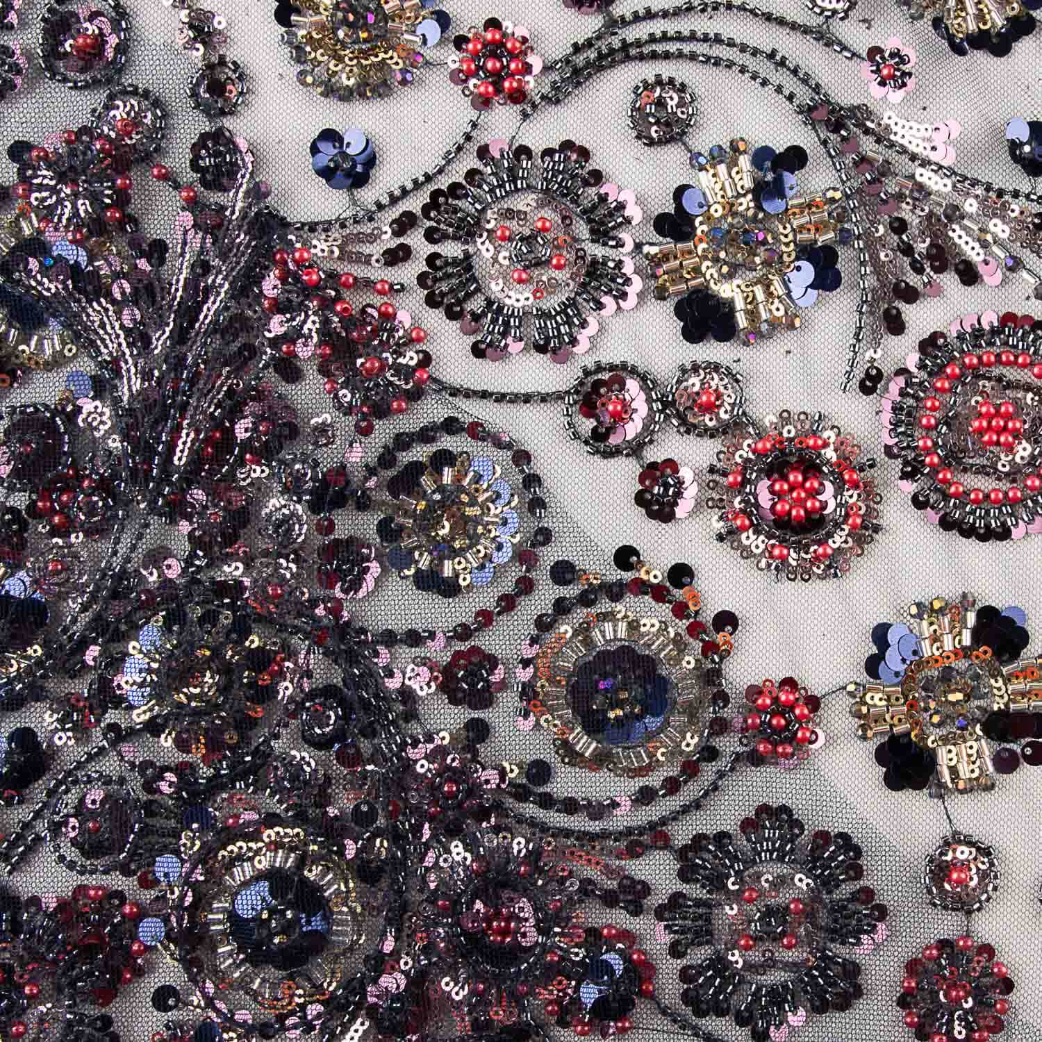 Black Tulle Rhinestones, Circular Design - Ribes y Casals