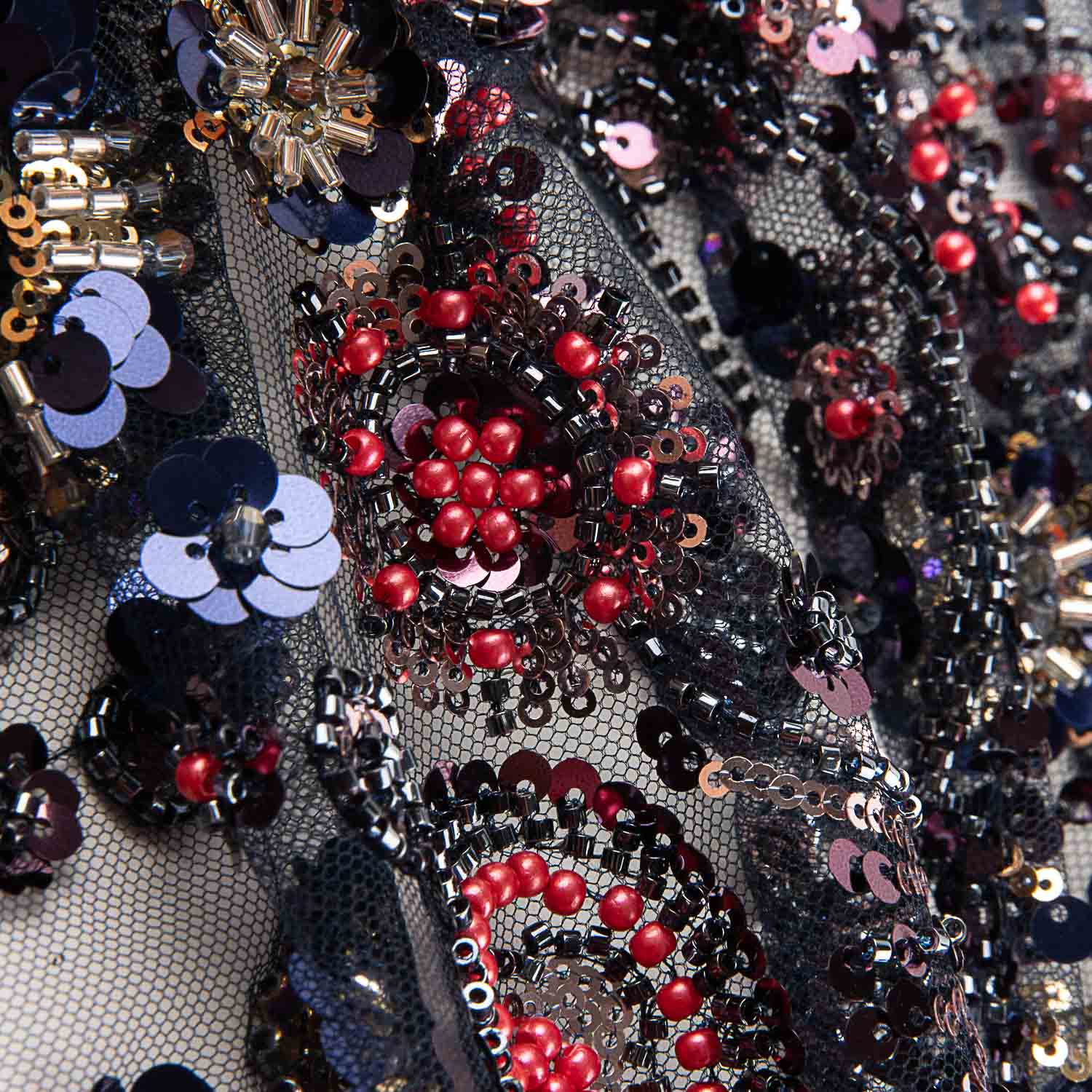 Black Tulle Rhinestones, Circular Design - Ribes y Casals