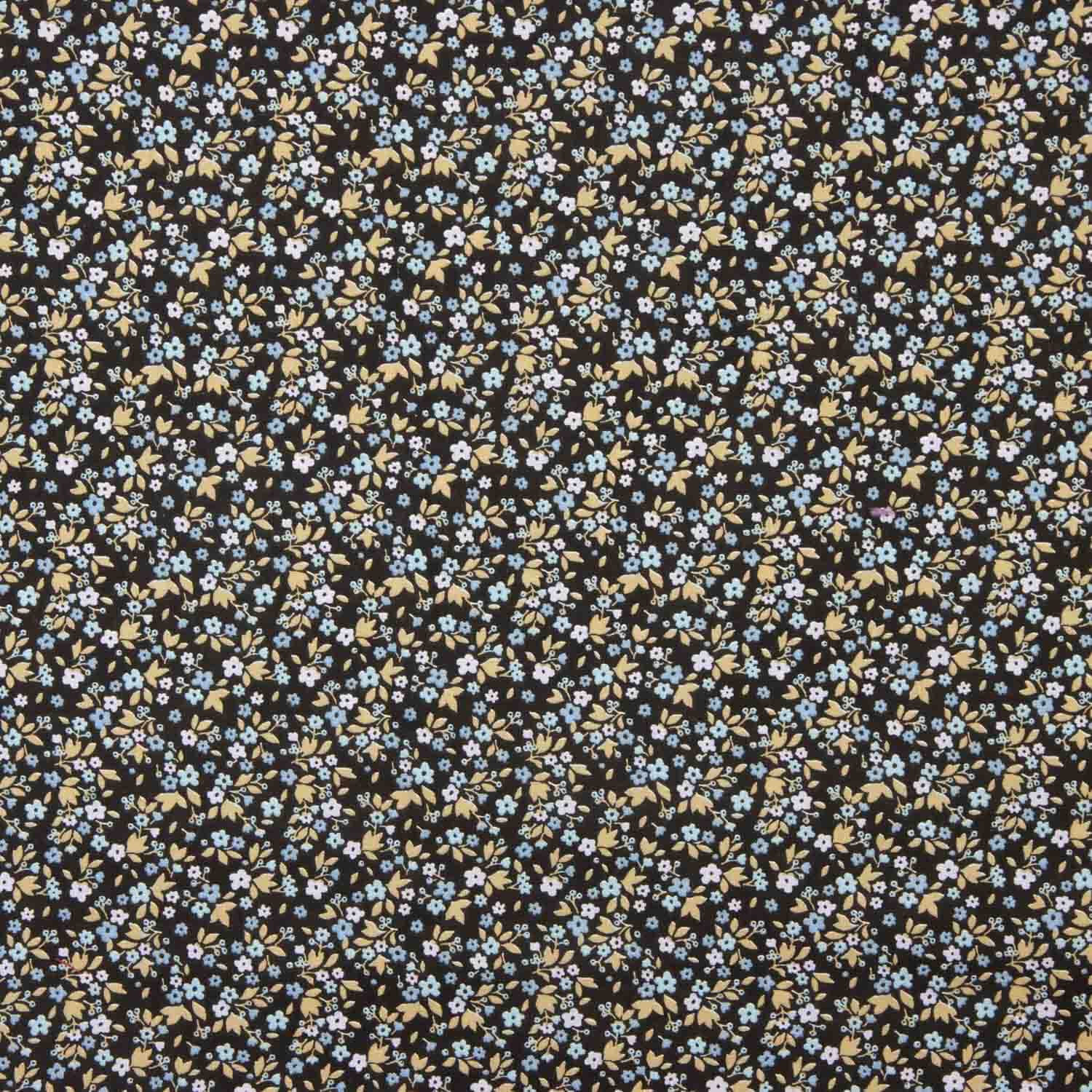 Floral Print Cotton Percale Black Background - Ribes y Casals