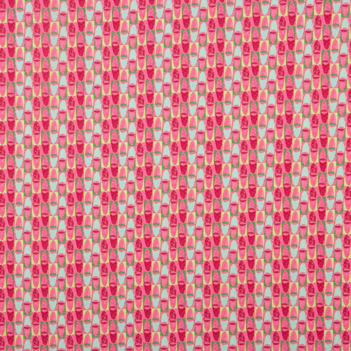 Coral y Green Retro Lightweight Printed Crêpe - Ribes y Casals