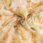 White Tulle Rhinestones, Floral Print, Natural Tones - Ribes y Casals
