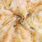 White Tulle Rhinestones, Floral Print, Natural Tones - Ribes y Casals