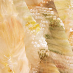 White Tulle Rhinestones, Floral Print, Natural Tones - Ribes y Casals