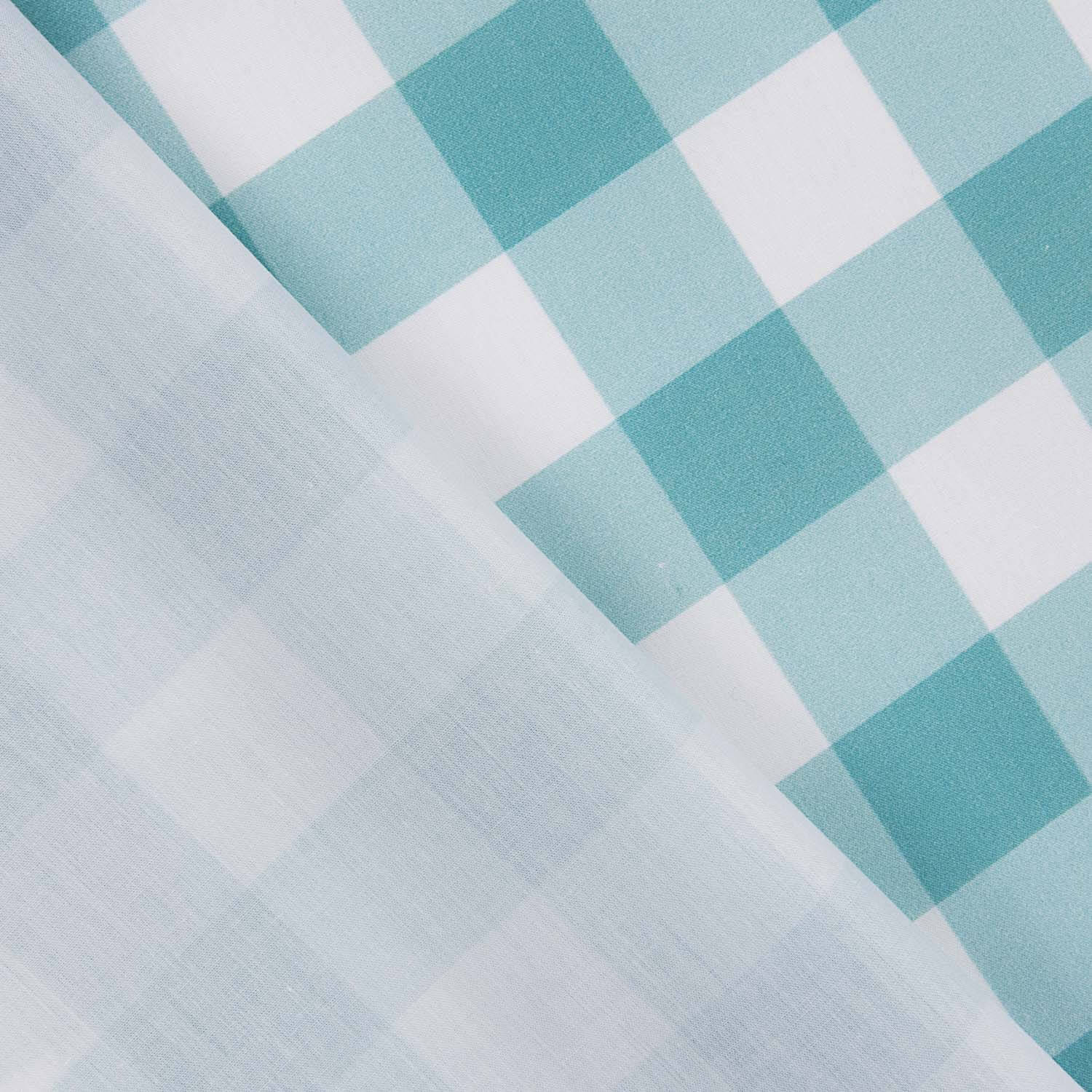 Turquoise Checkered Printed Calico - Ribes y Casals