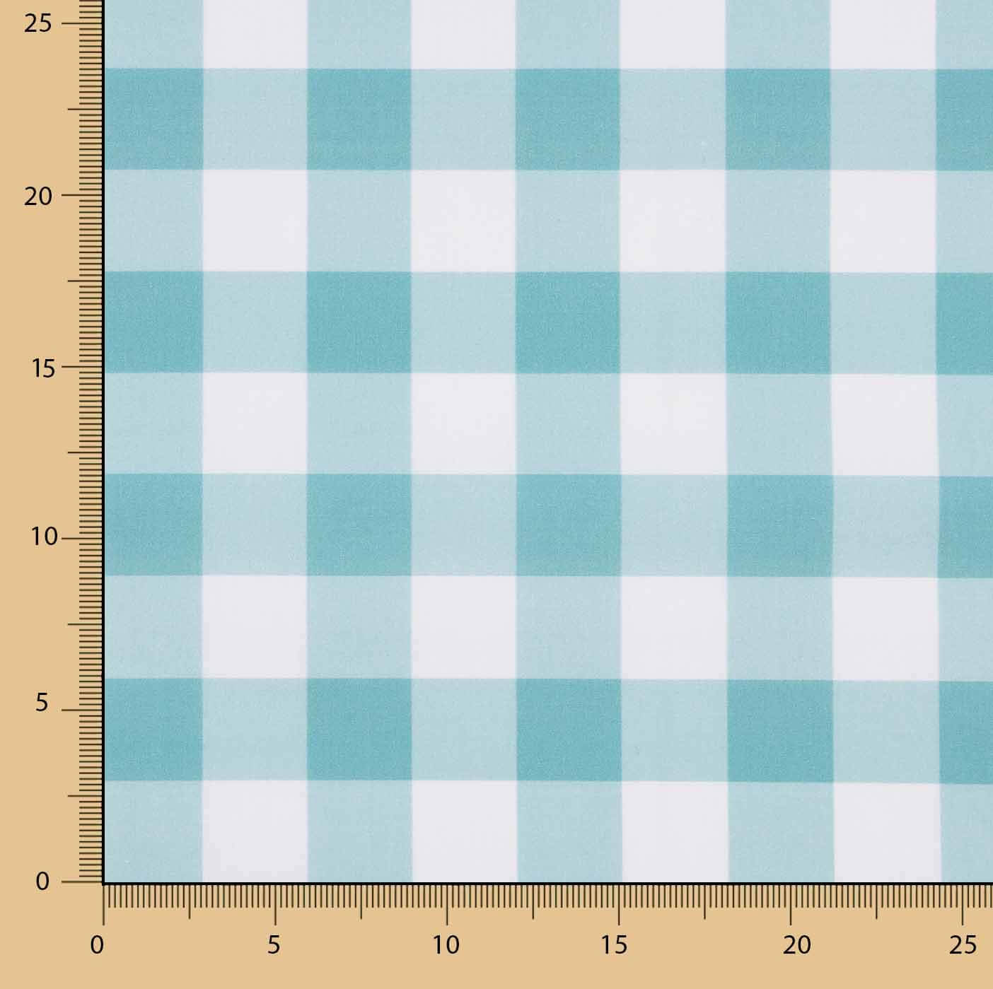 Turquoise Checkered Printed Calico - Ribes y Casals