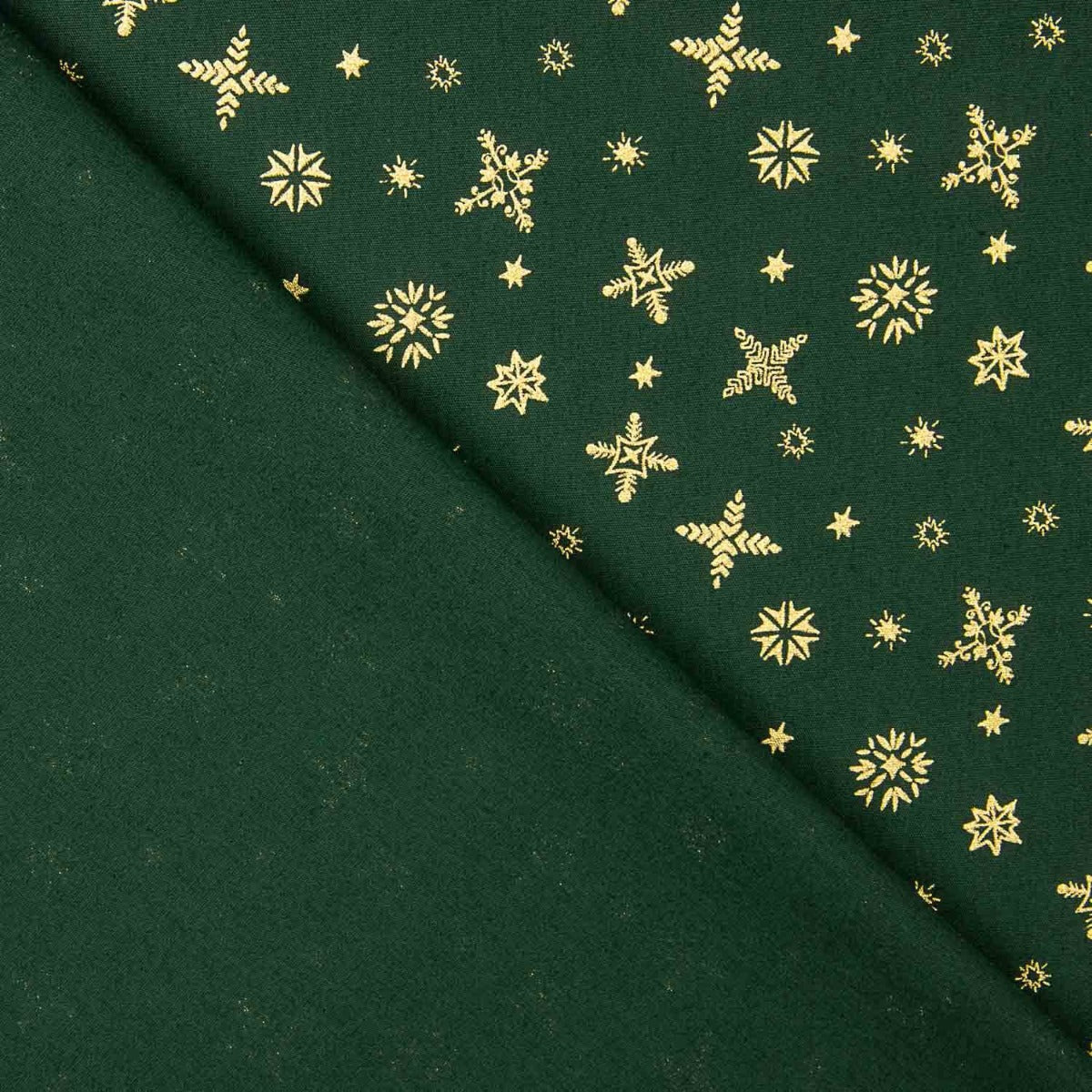 Green Gold Snowflake Printed Cotton Poplin - Ribes y Casals