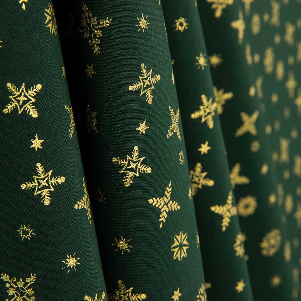Green Gold Snowflake Printed Cotton Poplin - Ribes y Casals