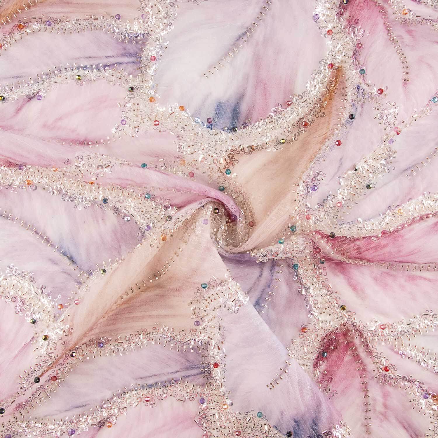 White Tulle Rhinestones, Multicoloured Leaves, Elegant - Ribes y Casals