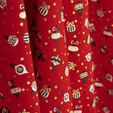 Vintage Red Baubles Printed Christmas Poplin - Ribes y Casals