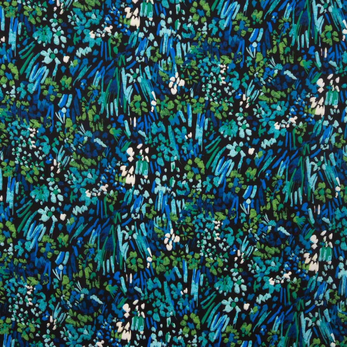 Midnight Blue y Green Abstract Lightweight Crêpe - Ribes y Casals