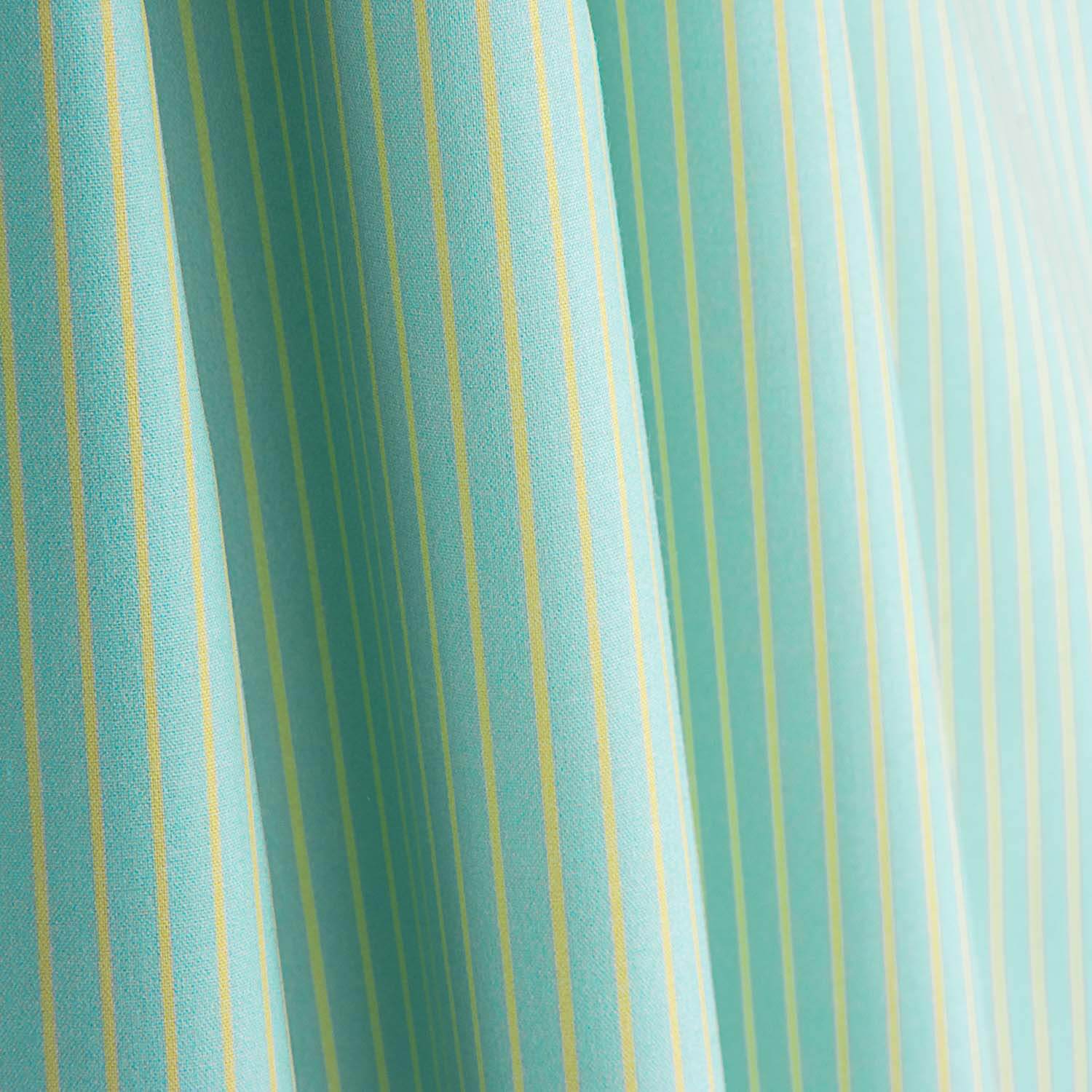 Lime green and aqua blue striped percale fabric - Ribes y Casals