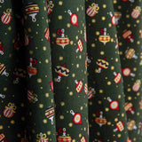 Vintage Green Baubles Printed Christmas Poplin - Ribes y Casals
