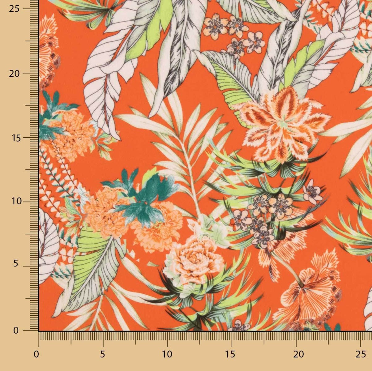 Intense Coral Tropical Lightweight Crêpe - Ribes y Casals