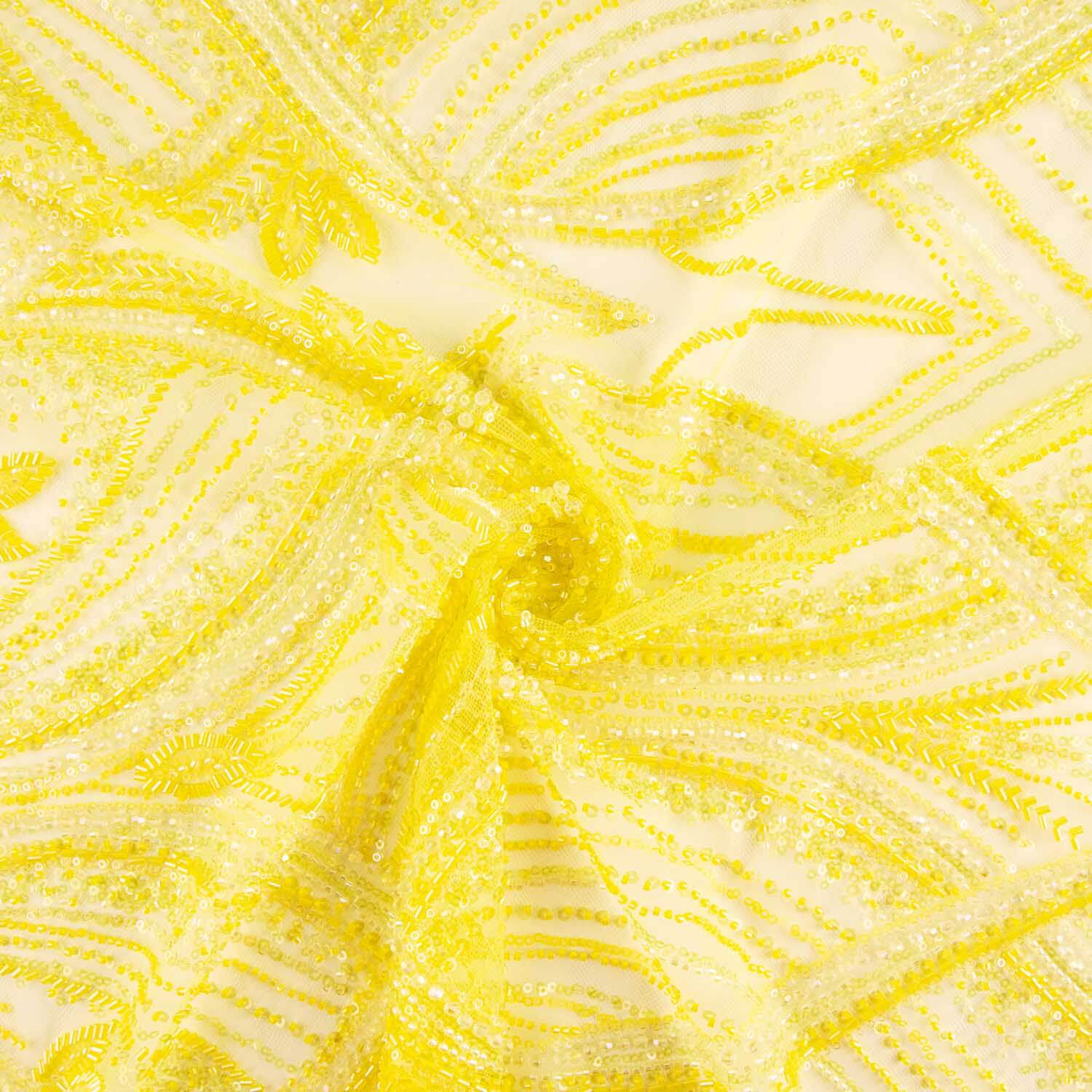 Lime Yellow Gradient Tulle Rhinestones - Ribes y Casals