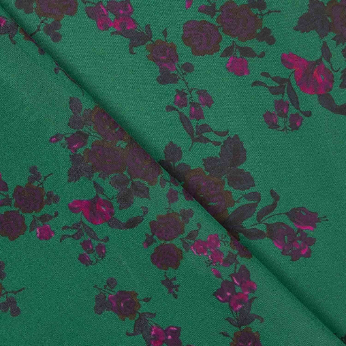 Rose Cascade Green Viscose Voile - Ribes y Casals