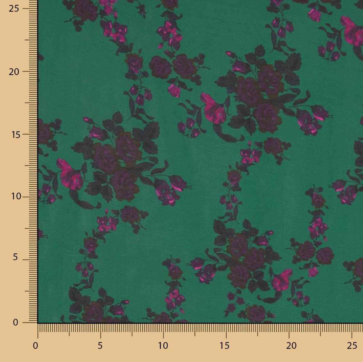 Rose Cascade Green Viscose Voile - Ribes y Casals