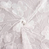 White Tulle Bridal Beading with Embroidered Flowers – Elegance - Ribes y Casals