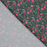 Dark Green with Fuchsia Mini Floral Lightweight Crêpe - Ribes y Casals