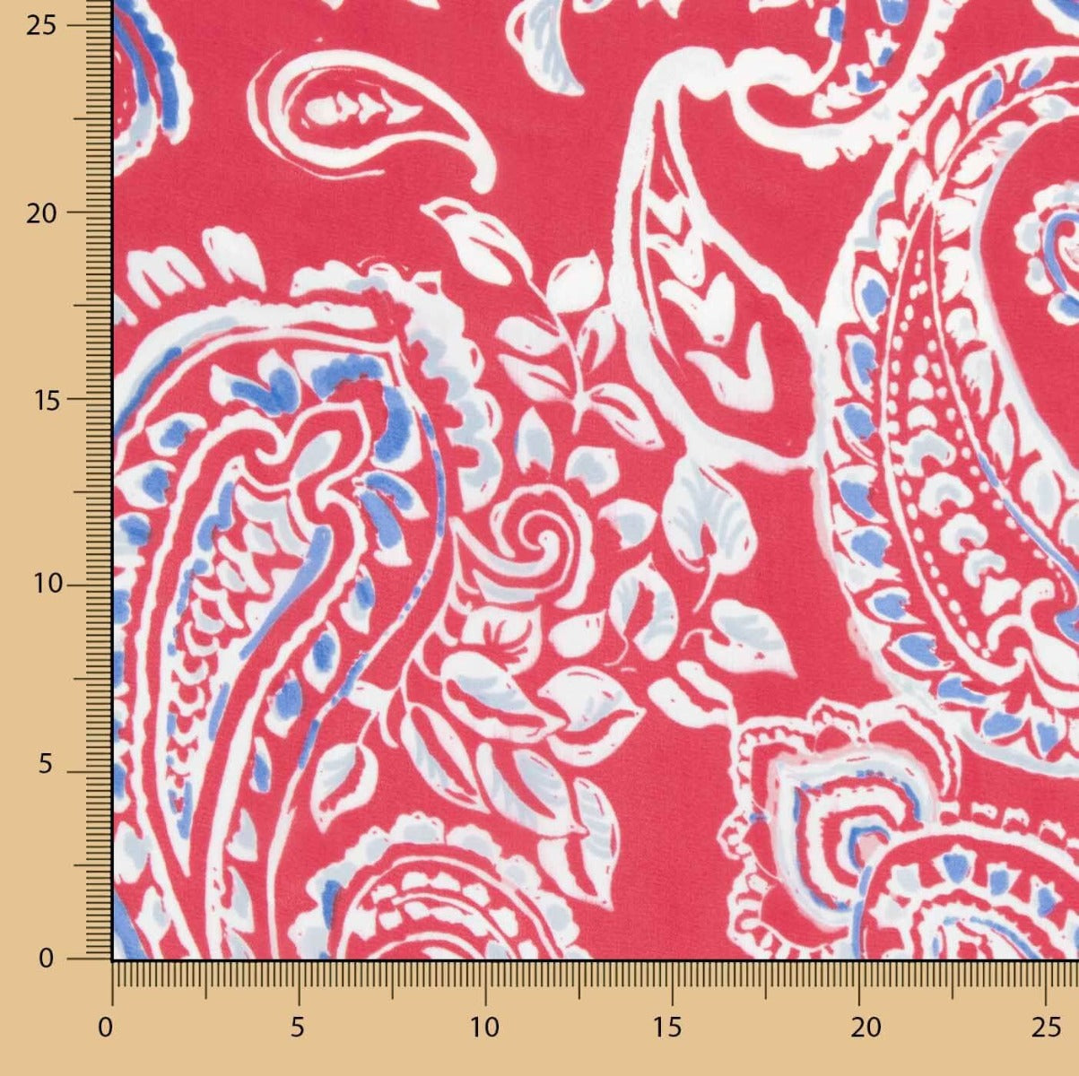 Paisley Coral Viscose Chiffon - Ribes y Casals