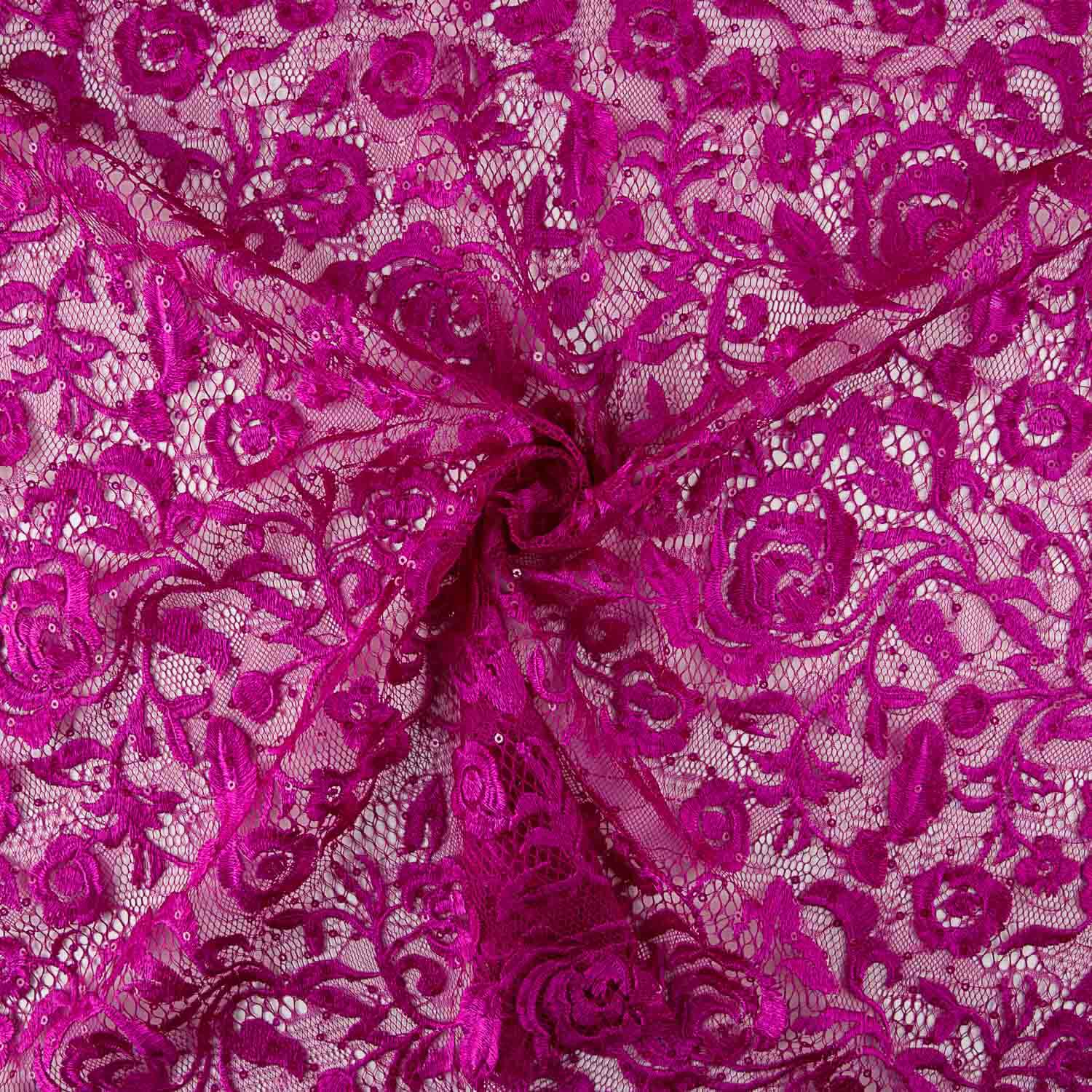 Magenta Pink Lace with Mini Sequins - Ribes y Casals