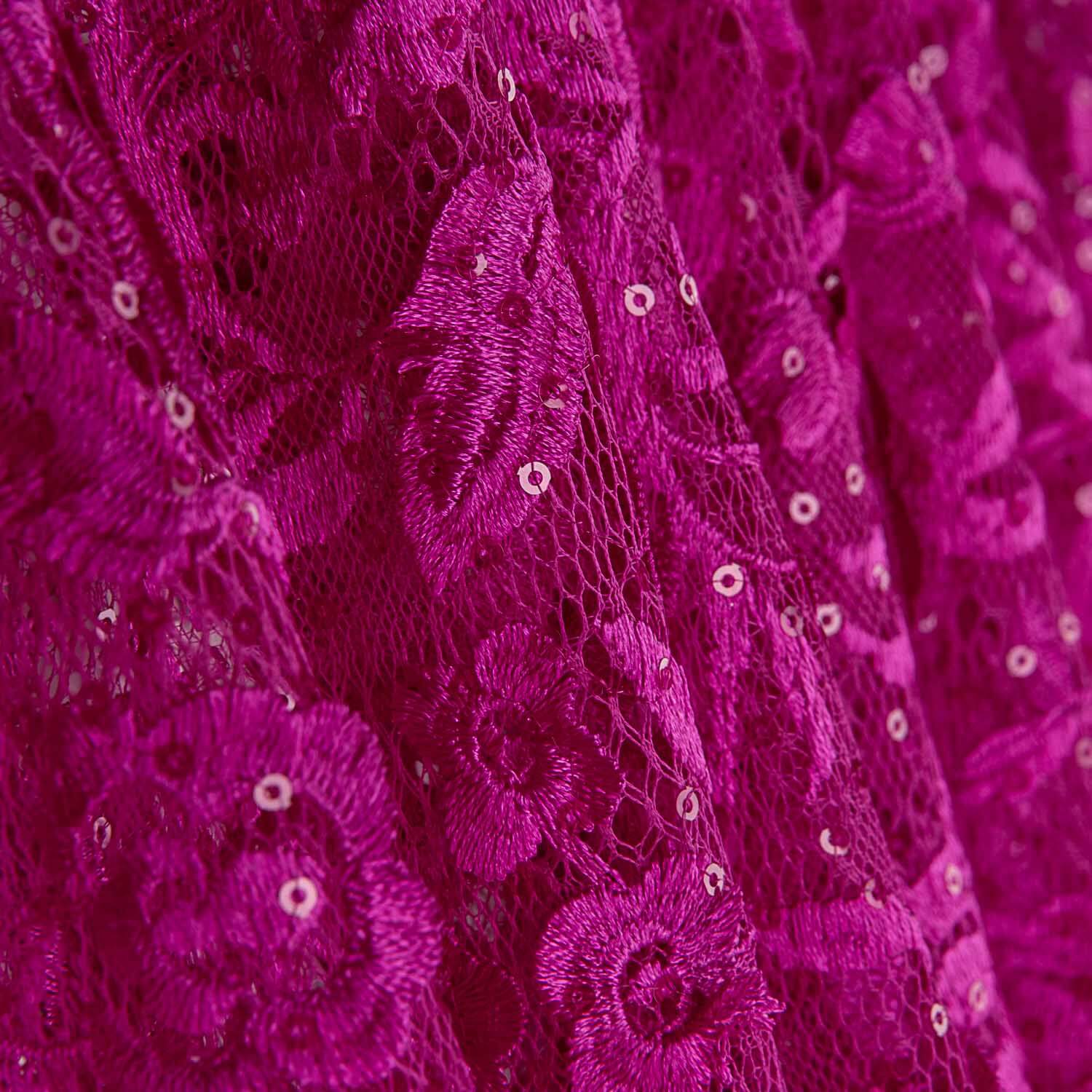 Magenta Pink Lace with Mini Sequins - Ribes y Casals