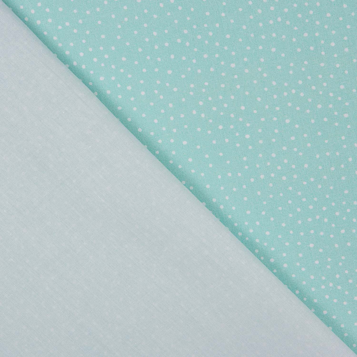 White and Turquoise Polka Dot Printed Calico - Ribes y Casals