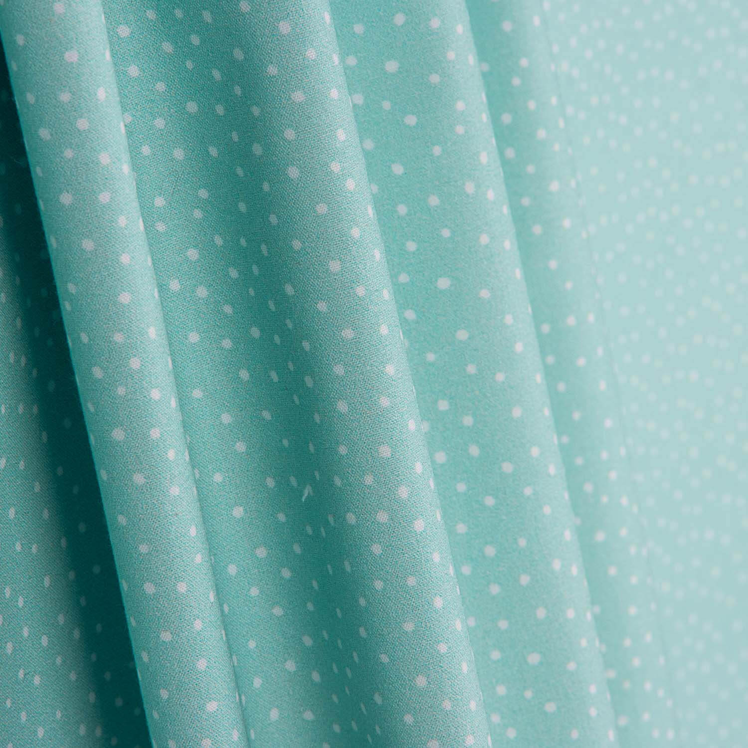 White and Turquoise Polka Dot Printed Calico - Ribes y Casals