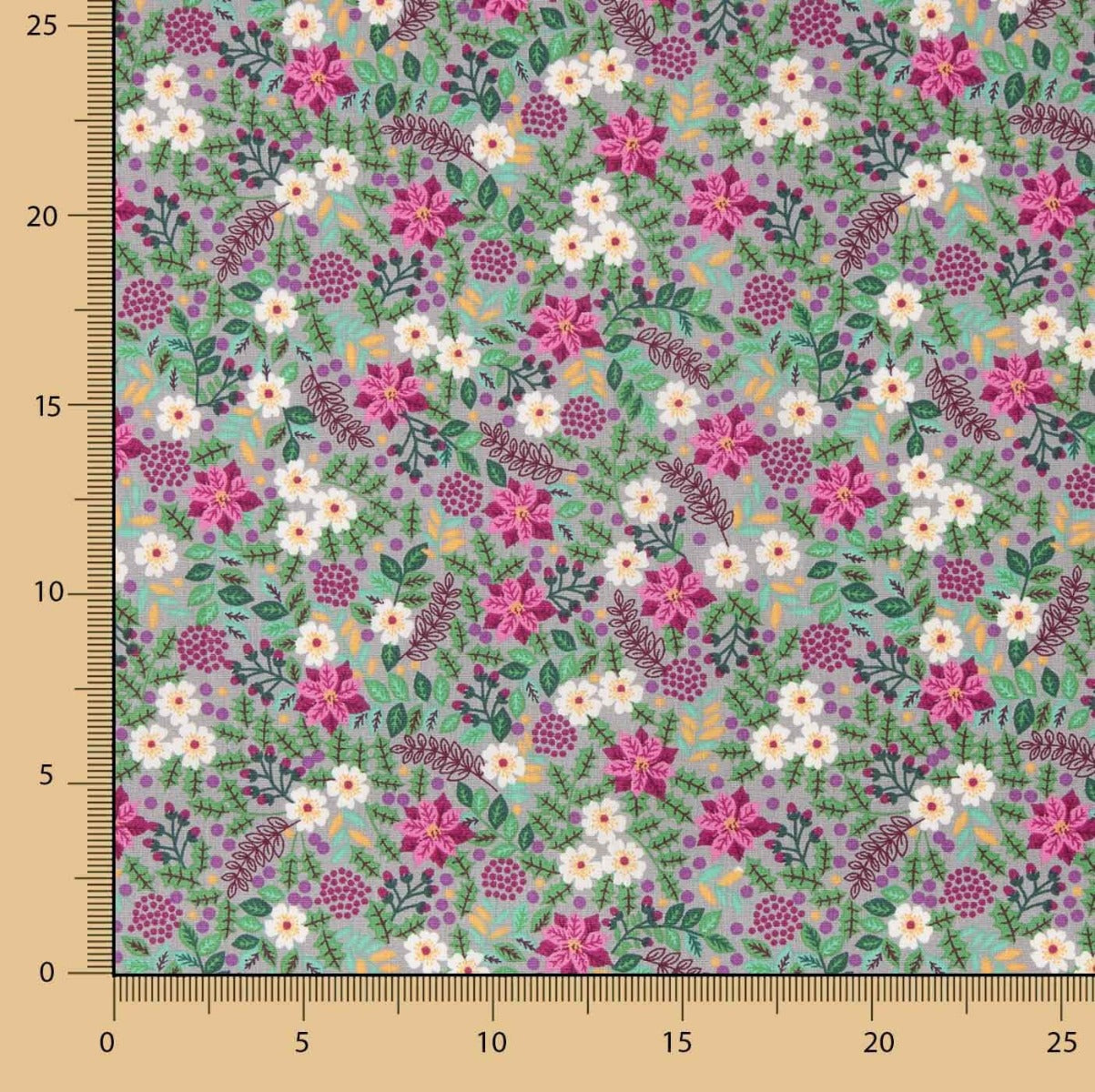 Grey Wild Garden Cotton Poplin - Ribes y Casals