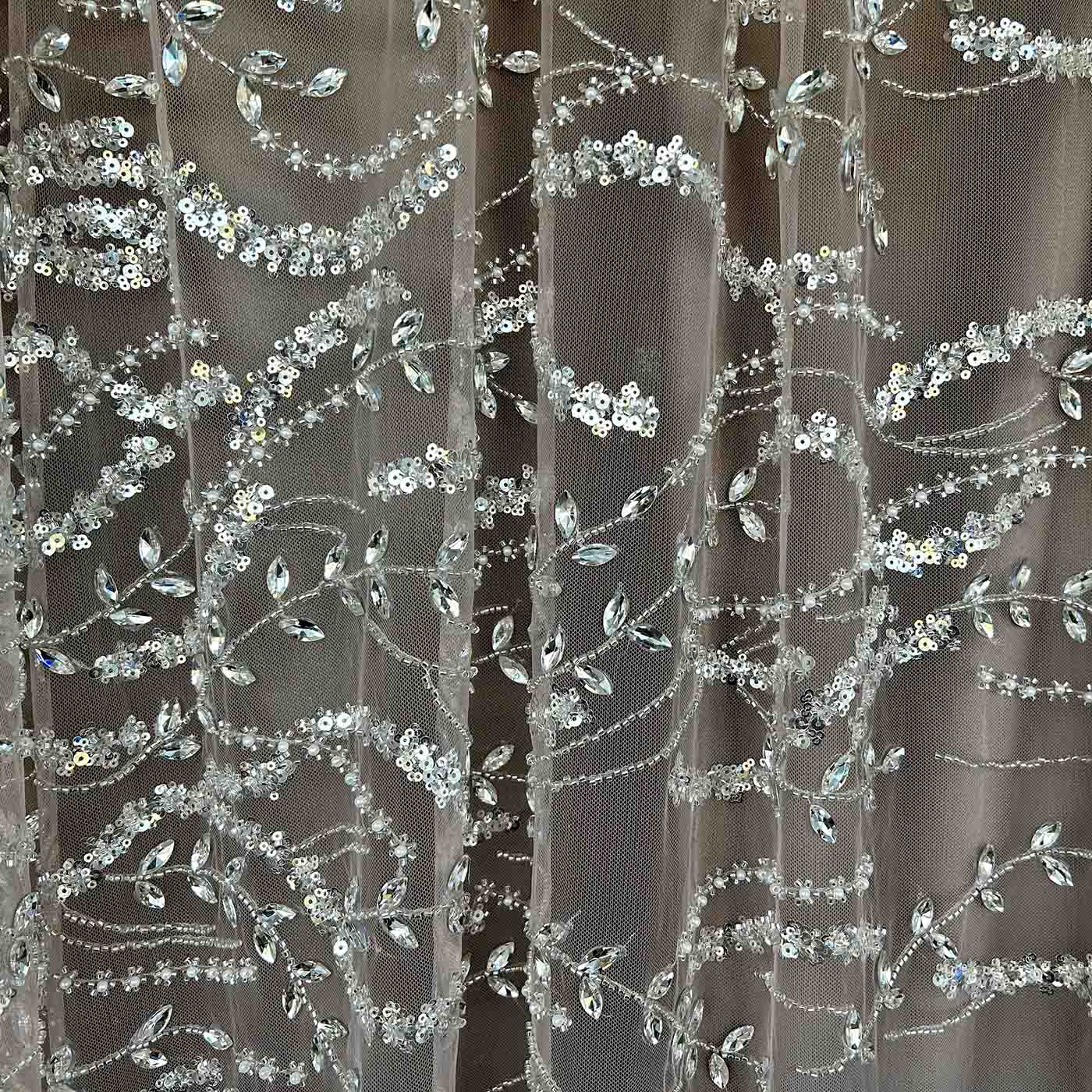 Tulle Nude Rhinestones Silver Rhinestones - Ribes y Casals