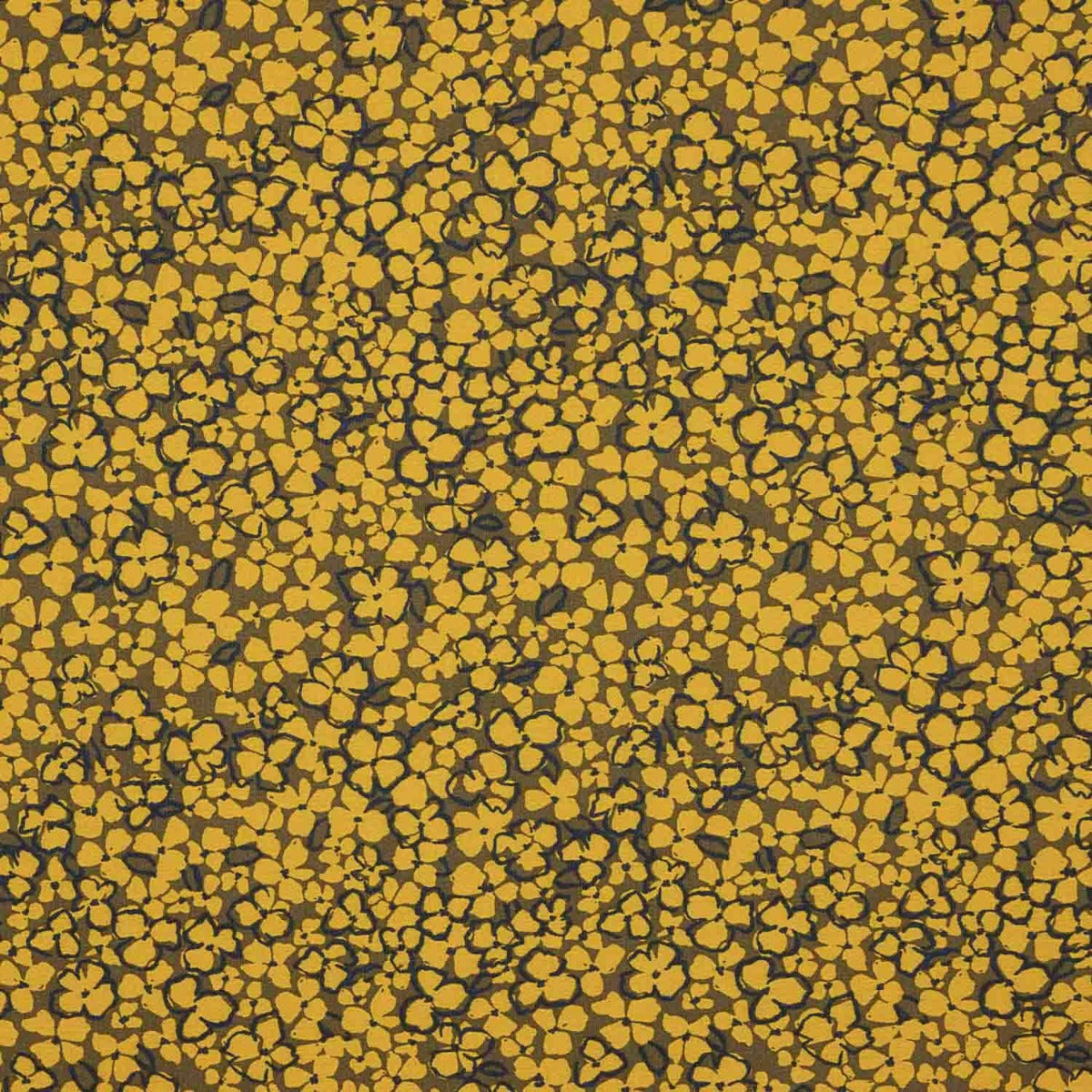 Floral Retro Mustard Viscose Crepe - Ribes y Casals