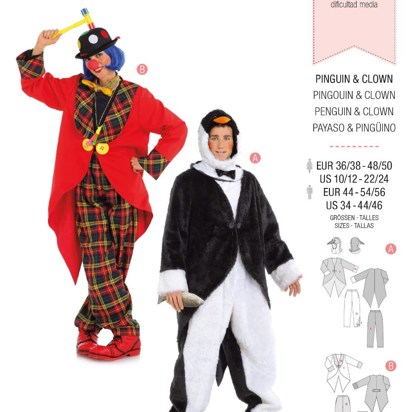 Patrón Burda 2415 Pingüino y Payaso - Ribes y Casals