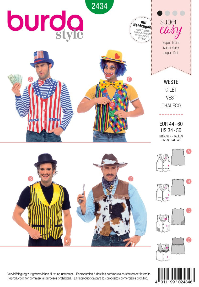 Patrón Burda 2434 Chalecos - Ribes y Casals