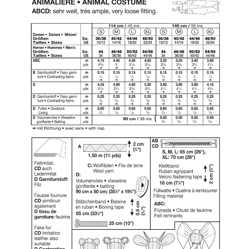 Patrón Burda 2478 Mono de Animal - Ribes y Casals