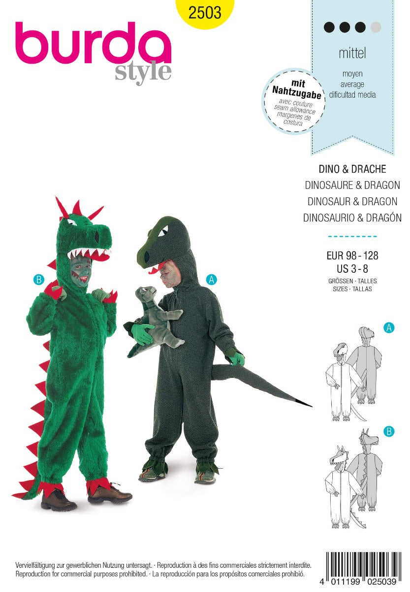 Patrón Burda 2503 Dinosaurio y Dragón - Ribes y Casals