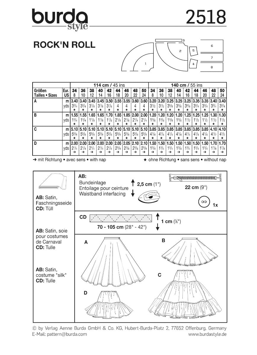 Patrón Burda 2518 Rock&#39;n&#39;Roll - Ribes y Casals