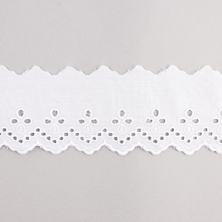 White Embroidered Batiste Trim Model 29010 – 65 mm - Ribes y Casals