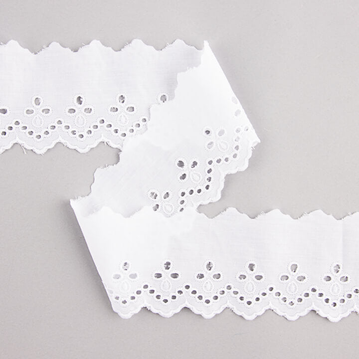 White Embroidered Batiste Trim Model 29010 – 65 mm - Ribes y Casals