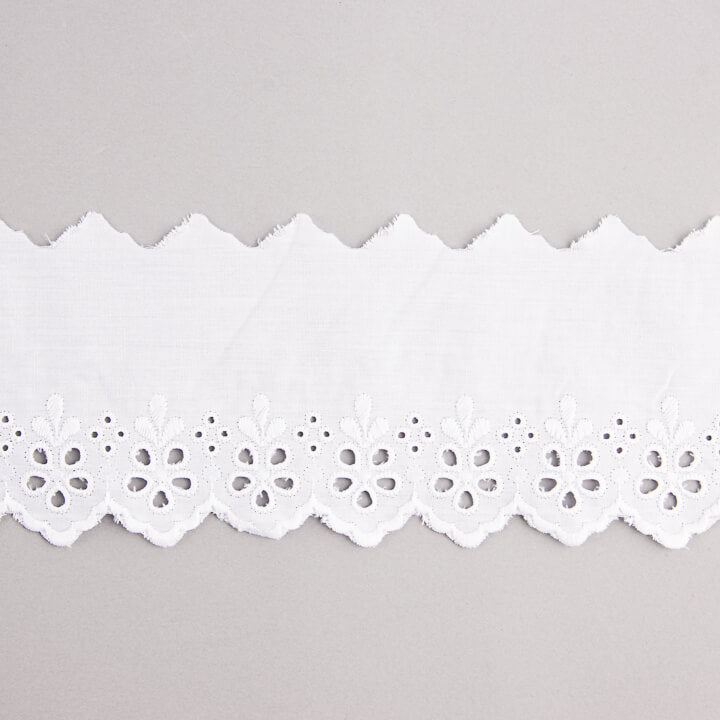 White Embroidered Batiste Trim Model 29011 – 80 mm - Ribes y Casals