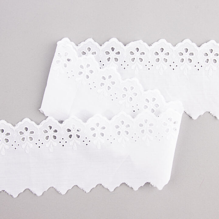 White Embroidered Batiste Trim Model 29011 – 80 mm - Ribes y Casals