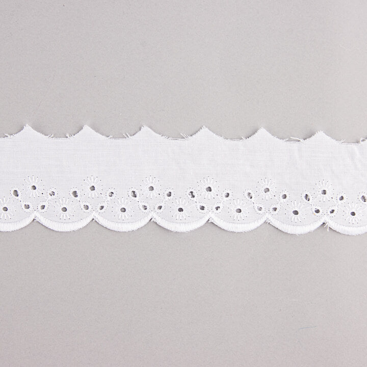 White Embroidered Batiste Ribbon Model 29018 – 40 mm - Ribes y Casals