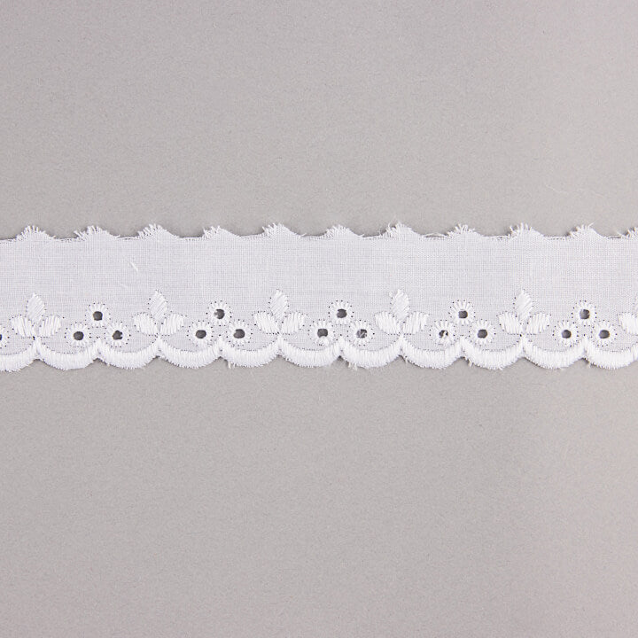 White Embroidered Batiste Trim Model 29019 – 30 mm - Ribes y Casals