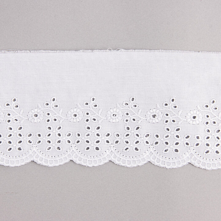 White Embroidered Batiste Trim Model 29095 – 80 mm - Ribes y Casals