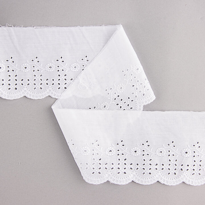 White Embroidered Batiste Trim Model 29095 – 80 mm - Ribes y Casals