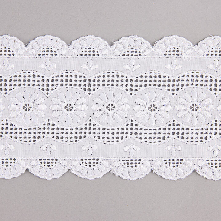 White Embroidered Batiste Trim, Model 29098 – 85 mm - Ribes y Casals
