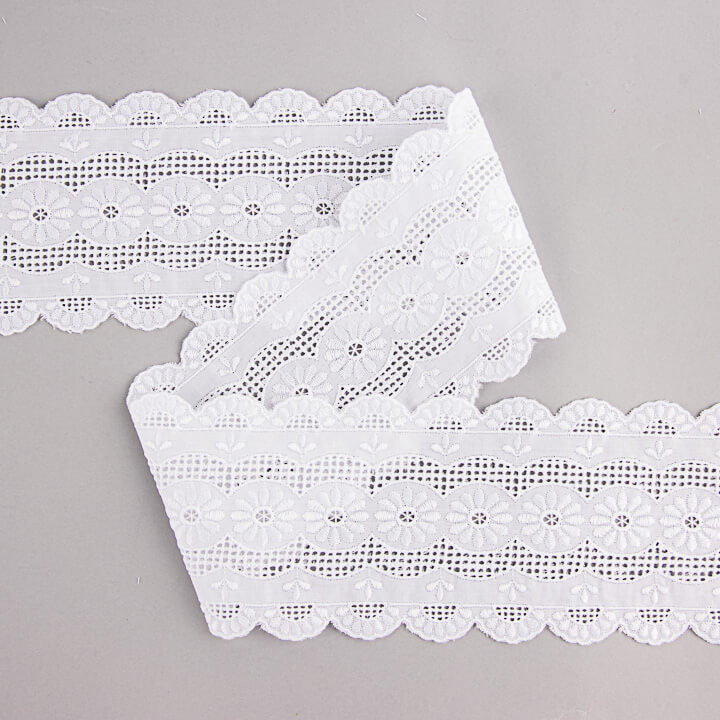 White Embroidered Batiste Trim, Model 29098 – 85 mm - Ribes y Casals